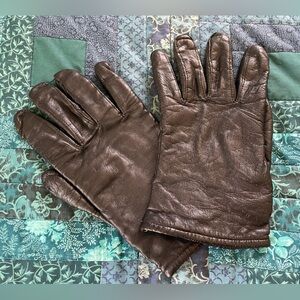 Black Leather Gloves Vintage Mens Size 8